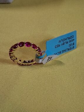 NWT Sterling Silver Ruby-Red Eternity Ring 7